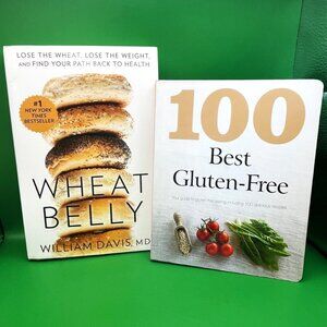 Lot 2 Gluten Free Books Wheat Belly Bestseller 100 Best GF Recipes Cookbook Diet